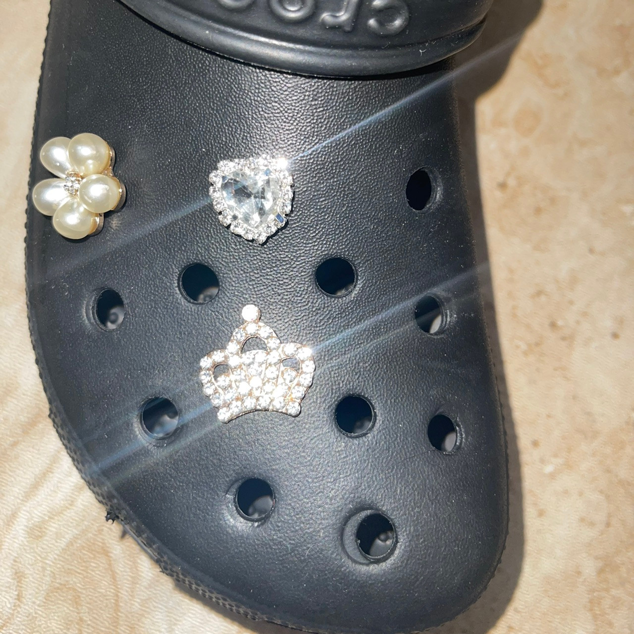Elite Croc Shoe Charms - Bling Croc Charms - Bling Queen Crown Charm - Bling  Heart Charm - Pearl Flower